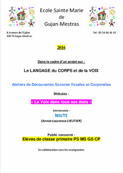 Projet école Sainte Marie